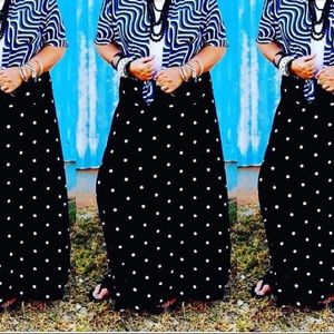 Black with White Polka Dots Maxi Skirt